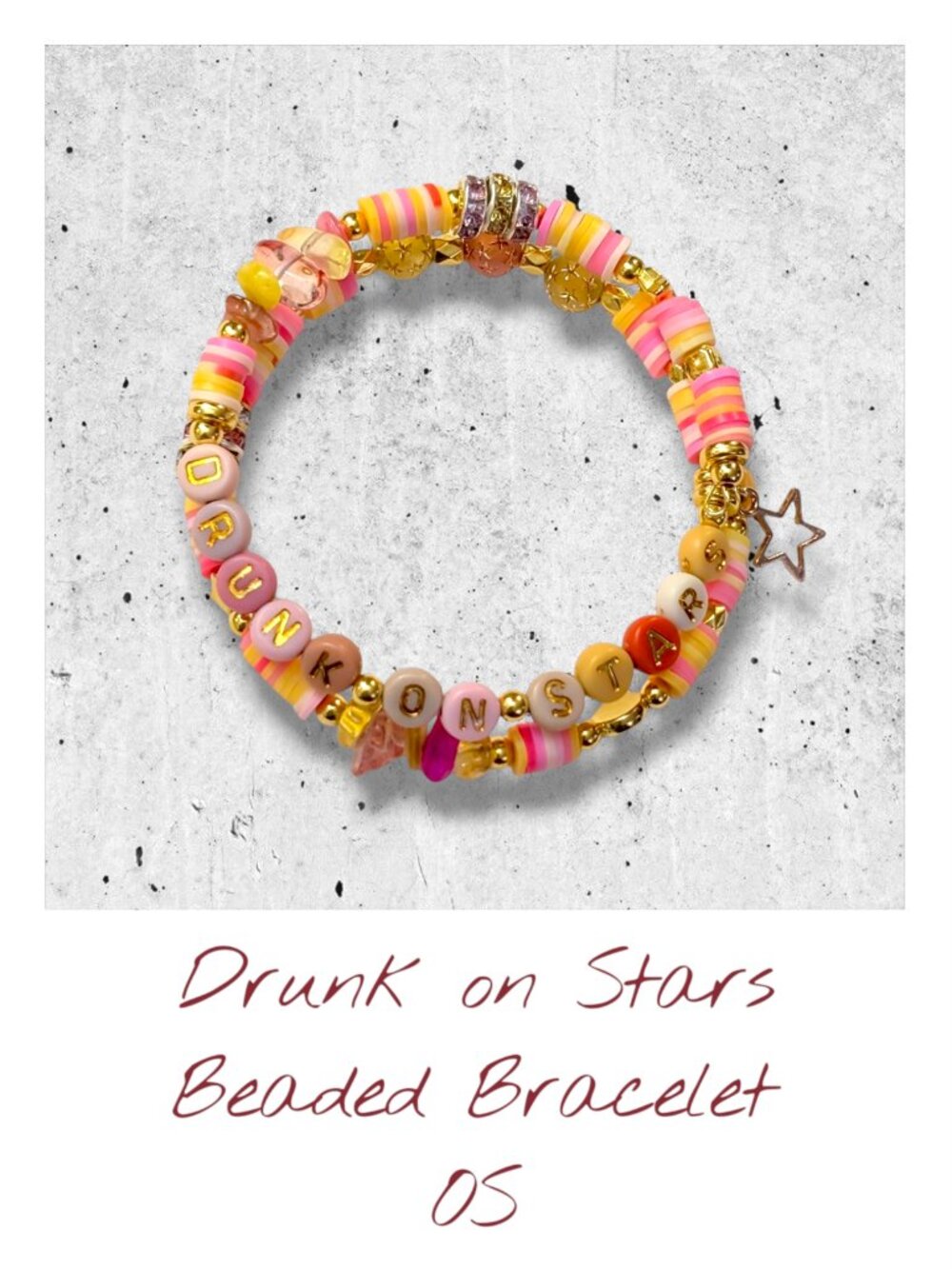Yellow and Pink Multicolor Beaded Ed Bracelet: Drunk on Stars